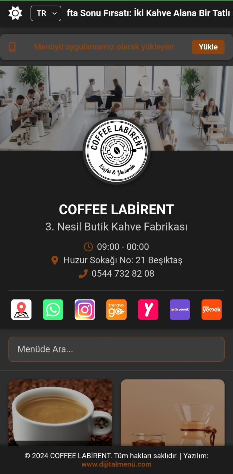 Cafe/Bar QR Menü