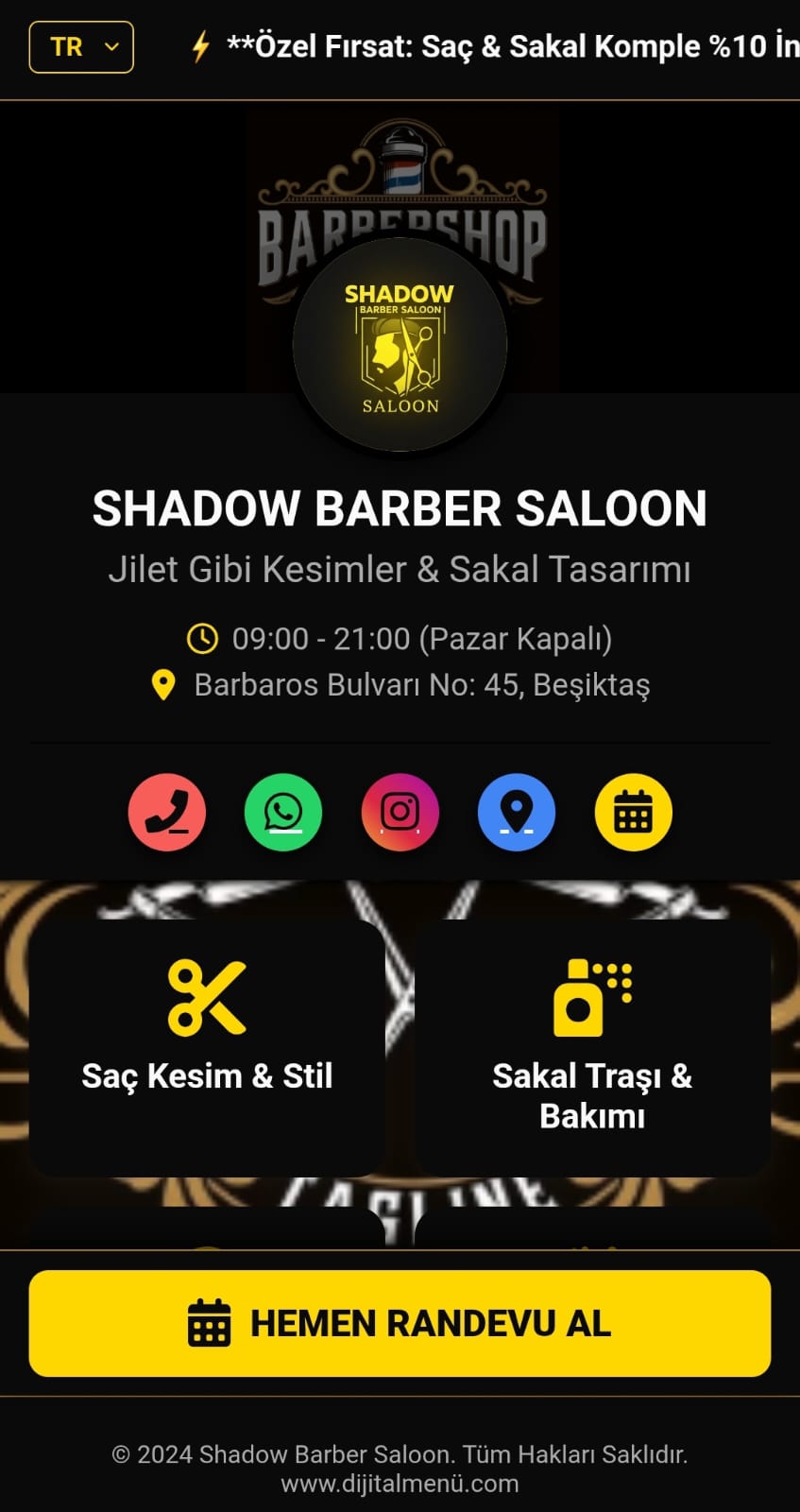 Butik/Mağaza QR Menü